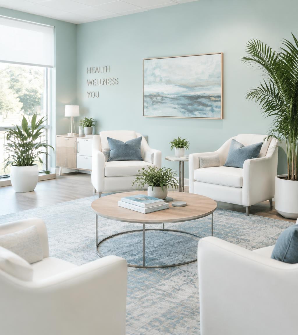 A calm, light-filled clinic lounge
